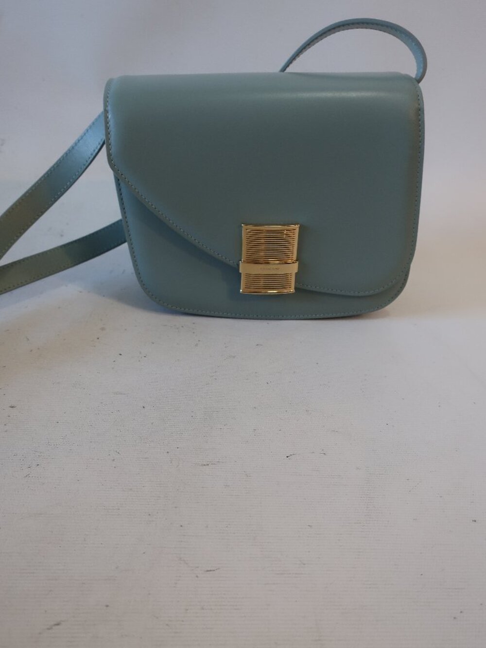 Women Ferragamo Fiamma Leather Light Green Shoulder Bag